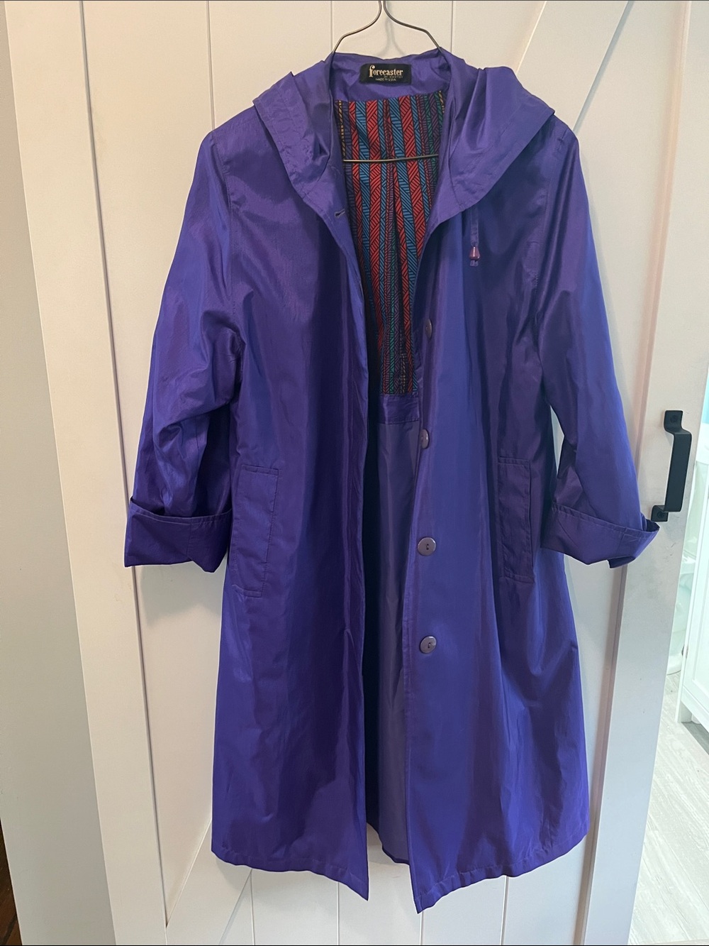 Vintage Purple Hooded Trench Coat